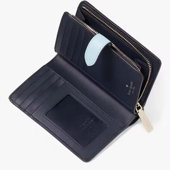 Kate Spade Tennis Grand Slam Medium Compact Bifold Wallet In Blue Multi NWT - Picture 5 of 8